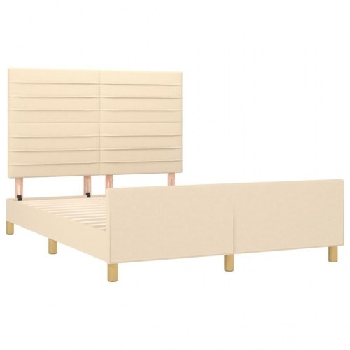 Sengeramme med sengegavl 140x200 cm - stof, cremefarvet