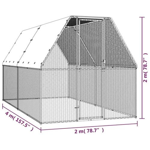 Hønsegård 2x4x2 m galvaniseret stål