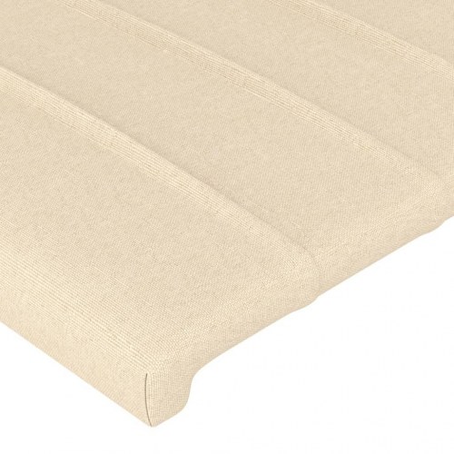 Sengeramme med sengegavl 140x200 cm - stof, cremefarvet