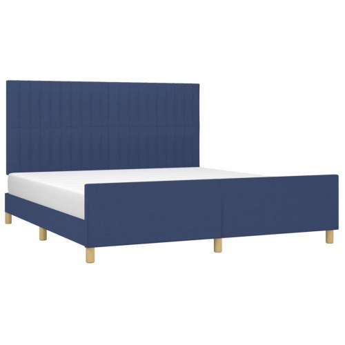Sengeramme med sengegavl 160×200 cm - stof, blå