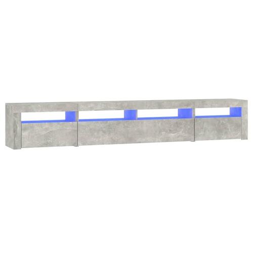 Sengebord med LED-lys 240x35x40 cm betongrå