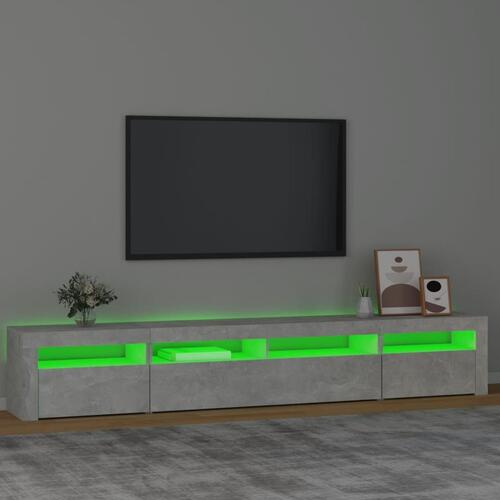 Sengebord med LED-lys 240x35x40 cm betongrå