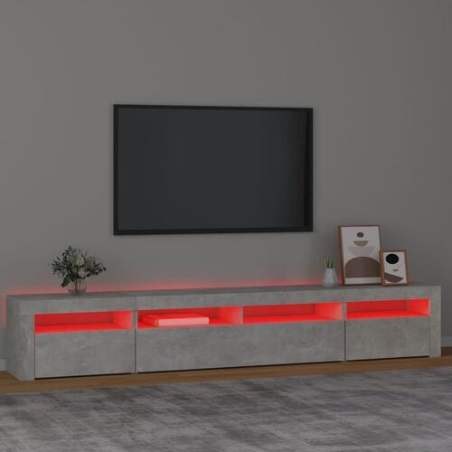 Sengebord med LED-lys 240x35x40 cm betongrå