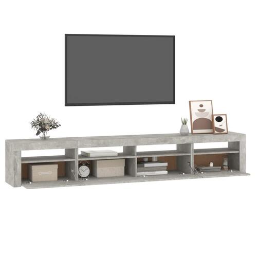 Sengebord med LED-lys 240x35x40 cm betongrå