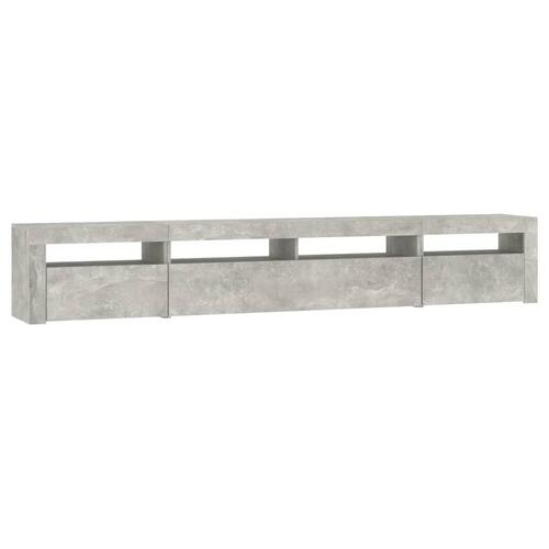Sengebord med LED-lys 240x35x40 cm betongrå