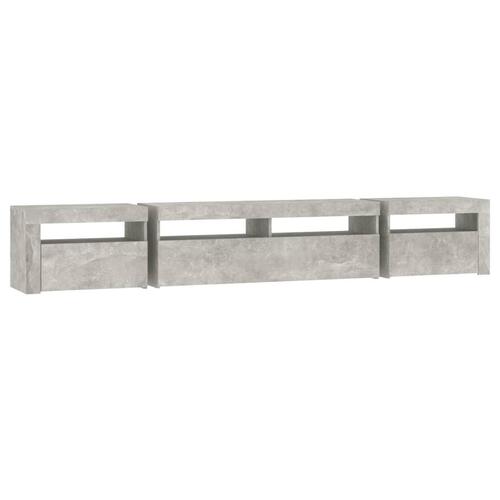 Sengebord med LED-lys 240x35x40 cm betongrå
