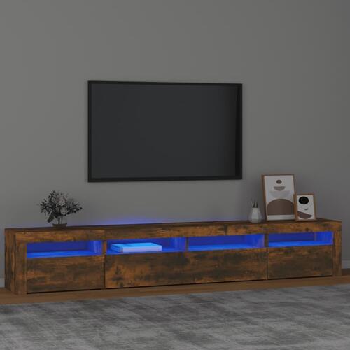 Tv-skab med LED-lys 240x35x40 cm røget egetræ