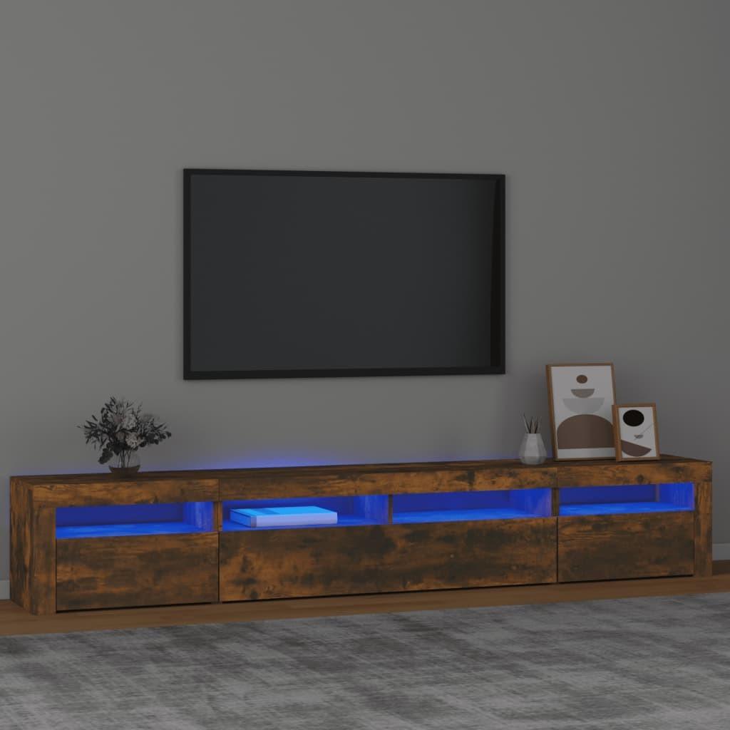 Tv-skab med LED-lys 240x35x40 cm røget egetræ