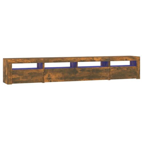 Tv-skab med LED-lys 240x35x40 cm røget egetræ
