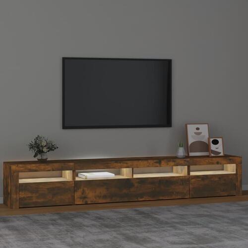 Tv-skab med LED-lys 240x35x40 cm røget egetræ