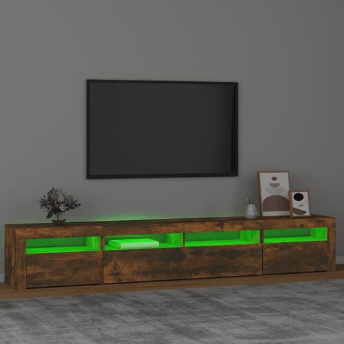 Tv-skab med LED-lys 240x35x40 cm røget egetræ