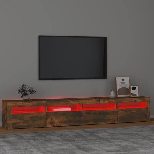 Tv-skab med LED-lys 240x35x40 cm røget egetræ