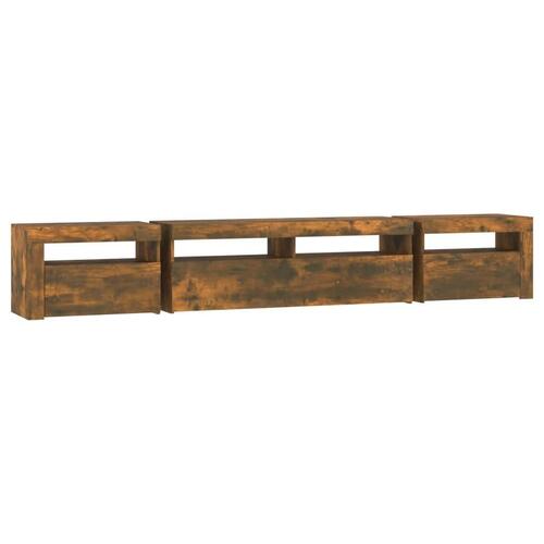 Tv-skab med LED-lys 240x35x40 cm røget egetræ