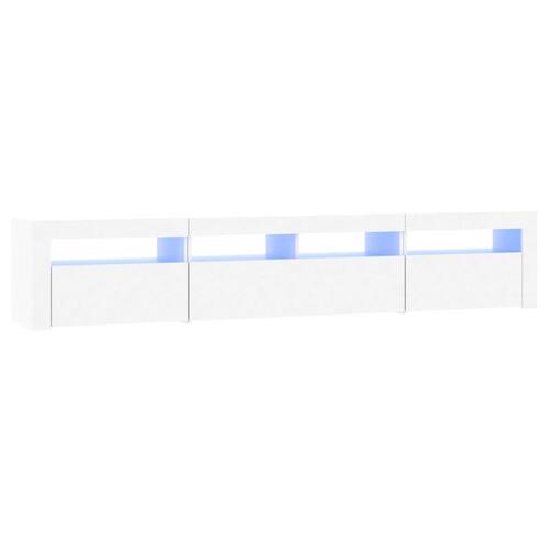 Tv-skab med LED-lys 210x35x40 cm hvid