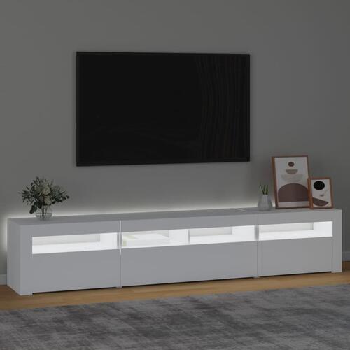 Tv-skab med LED-lys 210x35x40 cm hvid