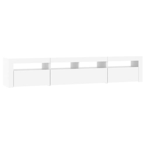 Tv-skab med LED-lys 210x35x40 cm hvid