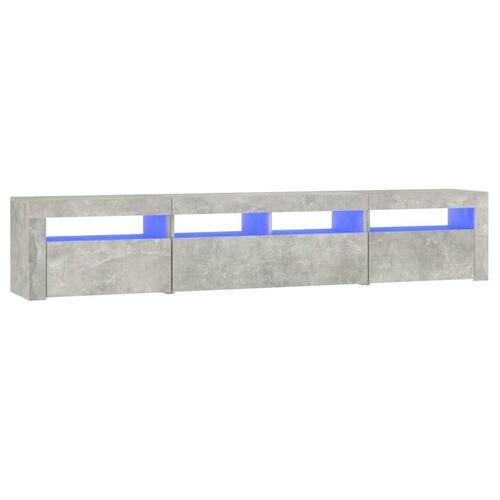 Tv-skab med LED-lys 210x35x40 cm betongrå