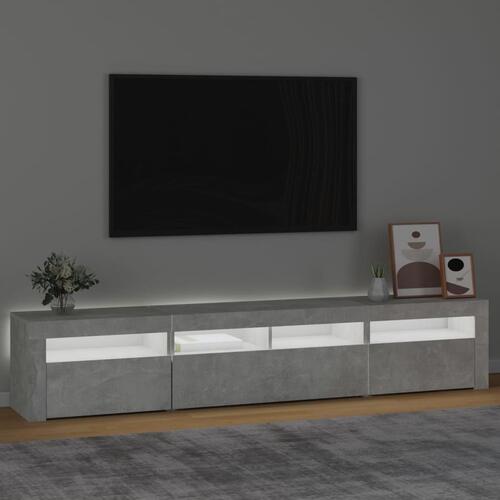 Tv-skab med LED-lys 210x35x40 cm betongrå
