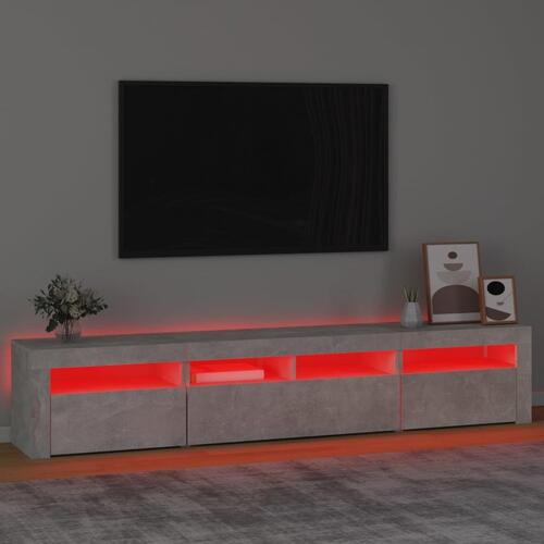 Tv-skab med LED-lys 210x35x40 cm betongrå