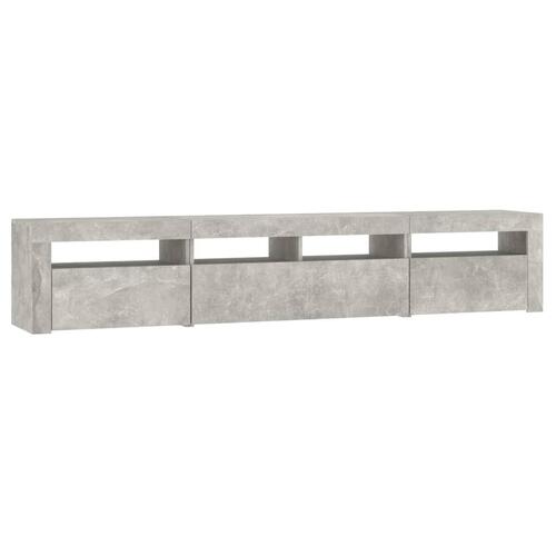 Tv-skab med LED-lys 210x35x40 cm betongrå