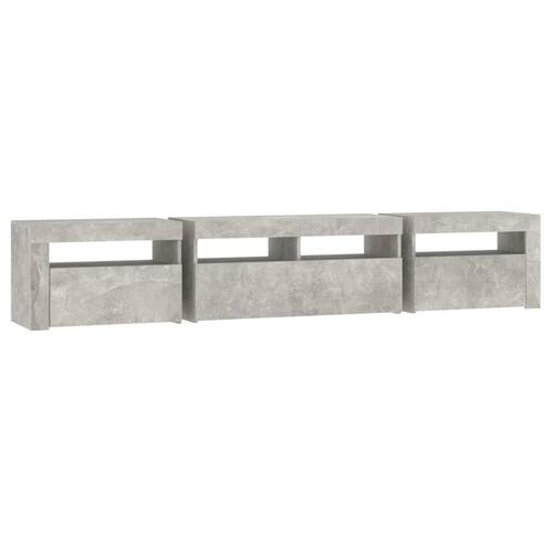 Tv-skab med LED-lys 210x35x40 cm betongrå