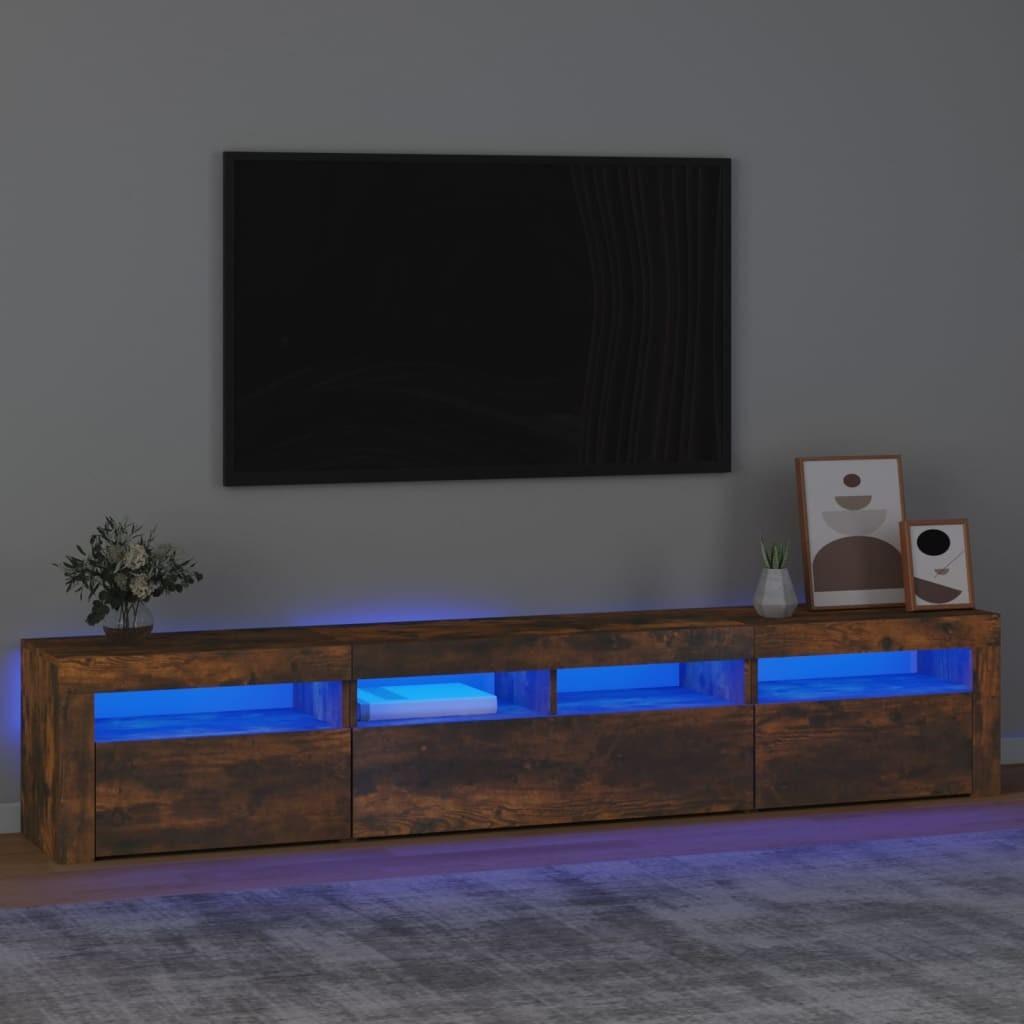 Tv-skab med LED-lys 210x35x40 cm røget egetræ