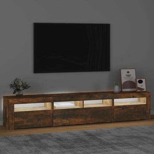 Tv-skab med LED-lys 210x35x40 cm røget egetræ