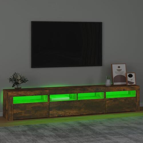 Tv-skab med LED-lys 210x35x40 cm røget egetræ