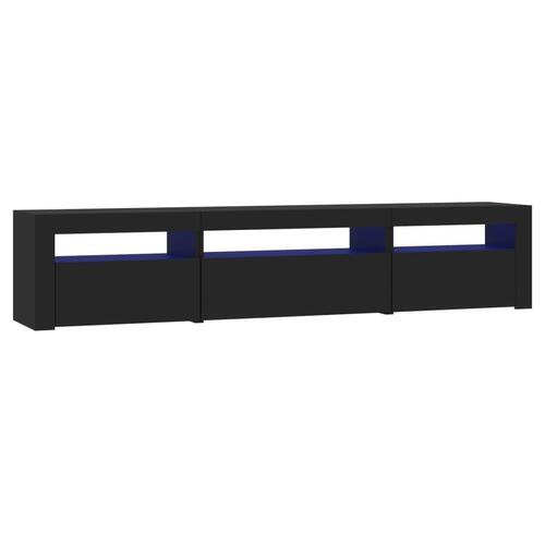 Tv-bord med LED-lys 195x35x40 cm sort