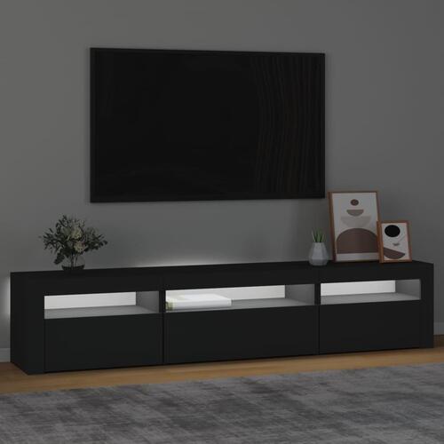 Tv-bord med LED-lys 195x35x40 cm sort