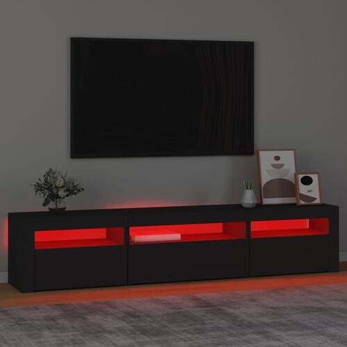 Tv-bord med LED-lys 195x35x40 cm sort