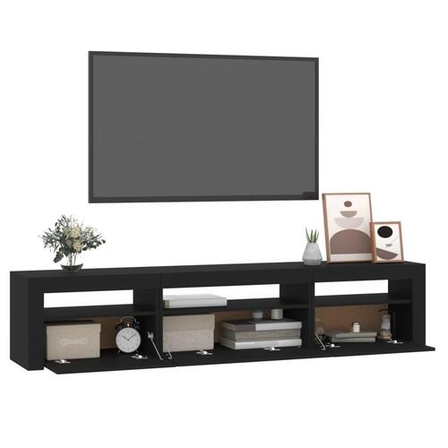 Tv-bord med LED-lys 195x35x40 cm sort