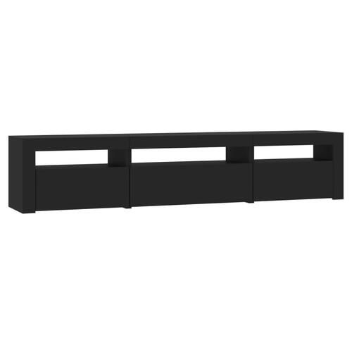 Tv-bord med LED-lys 195x35x40 cm sort