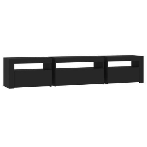 Tv-bord med LED-lys 195x35x40 cm sort