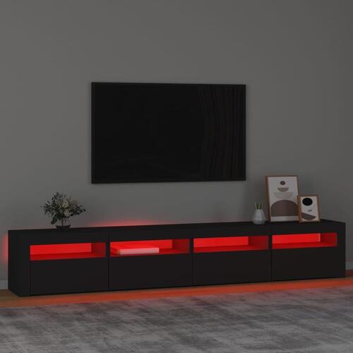 Tv-skab med LED-lys 240x35x40 cm sort