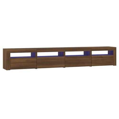 Tv-skab med LED-lys 240x35x40 cm brun egetræ