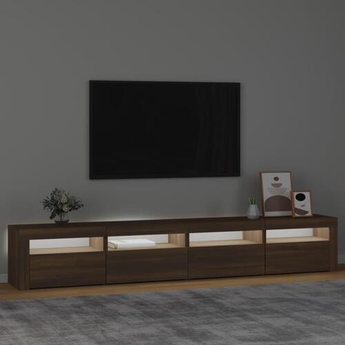 Tv-skab med LED-lys 240x35x40 cm brun egetræ