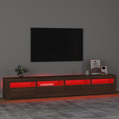Tv-skab med LED-lys 240x35x40 cm brun egetræ