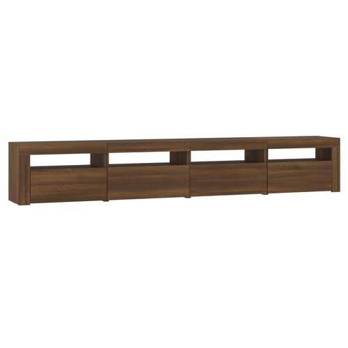 Tv-skab med LED-lys 240x35x40 cm brun egetræ