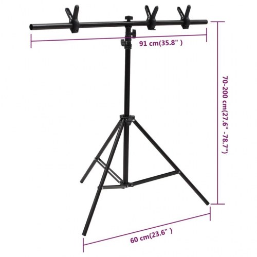 T-formet baggrundsstativ 91x60x(70-200) cm sort