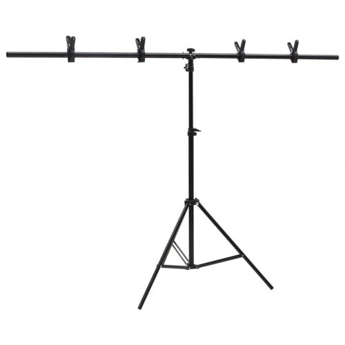 T-formet baggrundsstativ 151x60x(70-200) cm sort