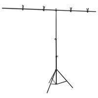 T-formet baggrundsstativ 201x60x(70-200) cm sort