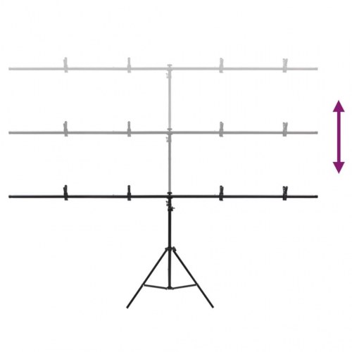 T-formet baggrundsstativ 201 × 60 × 70-200 cm - sort