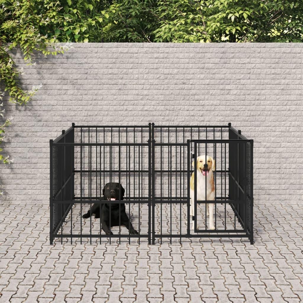 Udendørs hundegård 3,75 m² stål