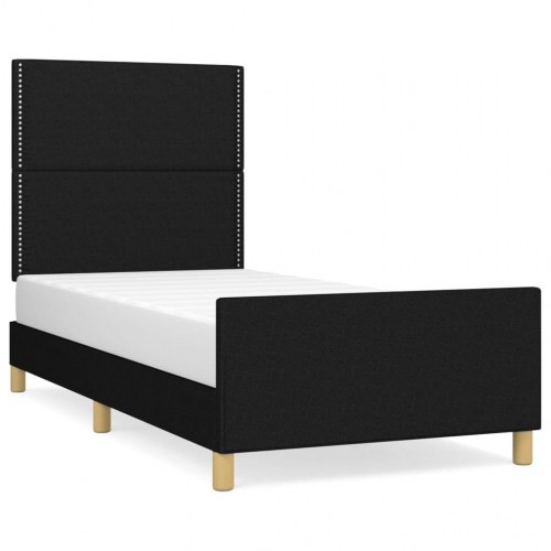 Sengeramme med sengegavl 80x200 cm - stof, sort