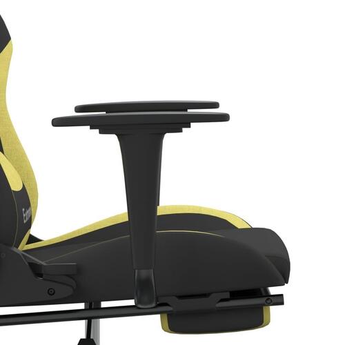 Gamingstol med fodstøtte stof sort og lysegrøn