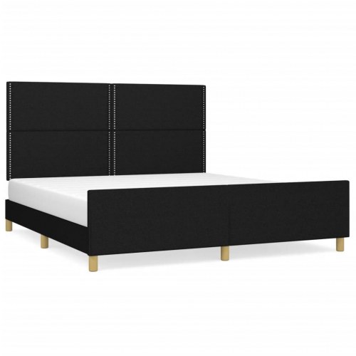 Sengeramme med sengegavl 160x200 cm - stof, sort