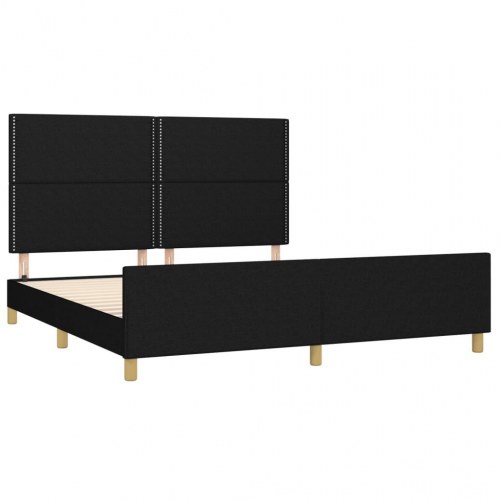 Sengeramme med sengegavl 160x200 cm - stof, sort