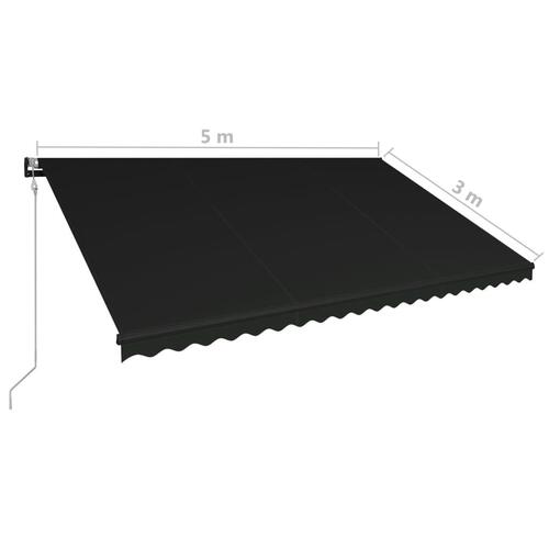 Foldemarkise automatisk betjening 500 x 300 cm antracitgrå