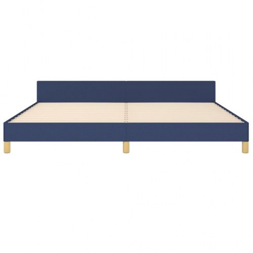 Sengeramme med sengegavl 200x200 cm - stof, blå
